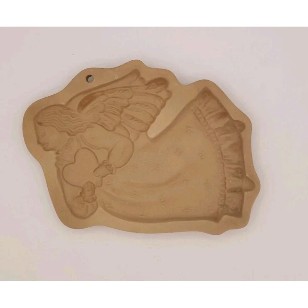 2 Vintage Brown Bag Cookie Art Angel with Heart 1987‎ Angel on Cloud 1992 Molds